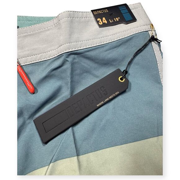 Depactus Head High Board Shorts Waist 34” Multi Color 4 Way Stretch Beach Wear - Picture 3 of 7